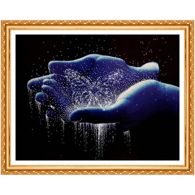 5D bricolage diamant peinture la main papillon eau diamant peinture point de croix strass 20X30CM blue