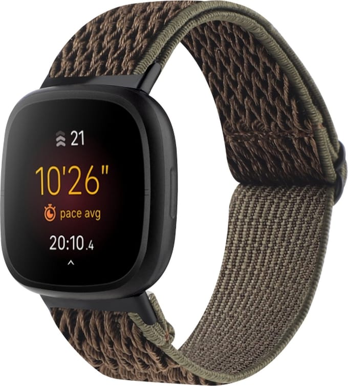Nylon bandje - geschikt voor Fitbit Versa 4 / Sense 2 - legergroen
