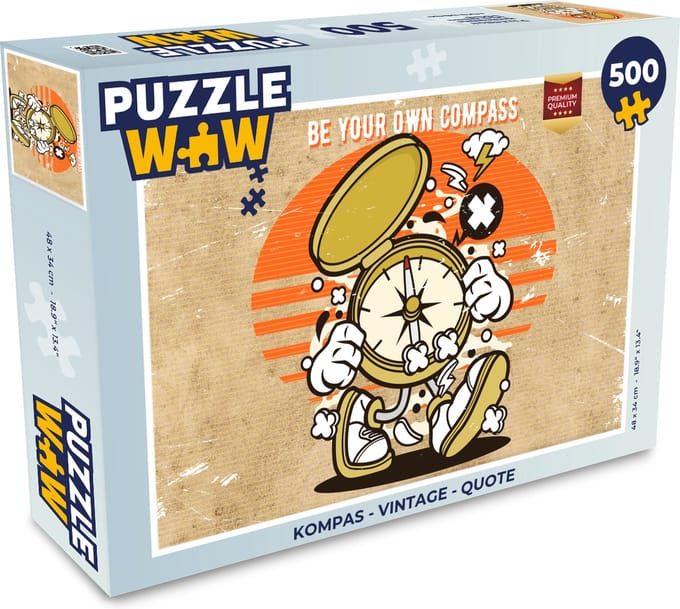 Puzzel Kompas - Vintage - Quote - Legpuzzel - Puzzel 500 stukjes