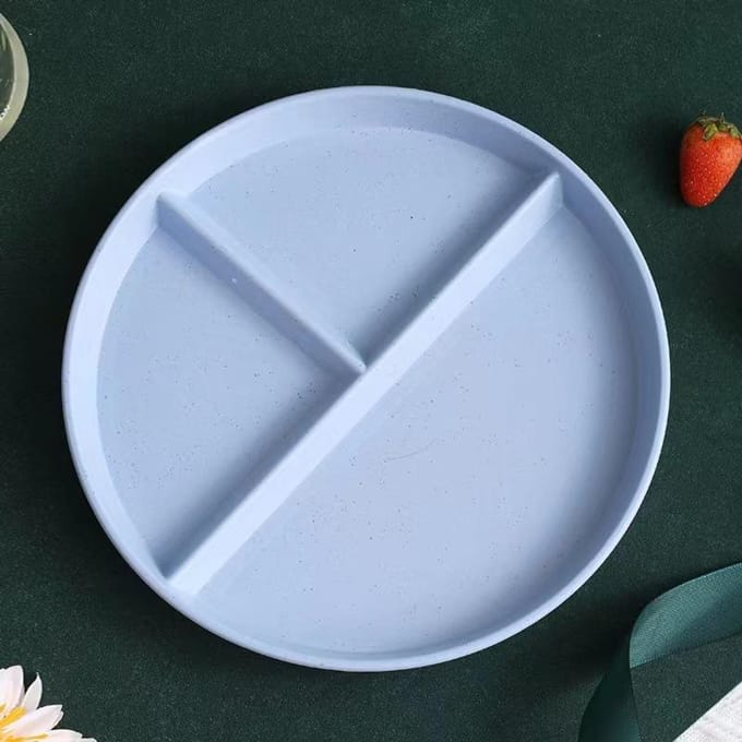 Assiette ronde réutilisable en 3 parties pour repas équilibrés