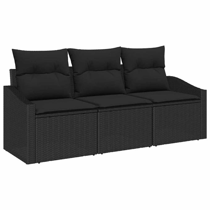 vidaXL Bankstel 3 st Zwart poly rattan