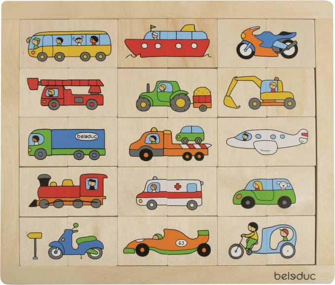 Beleduc - Diverse opties - Transportpuzzel, Memory of Match & Mix