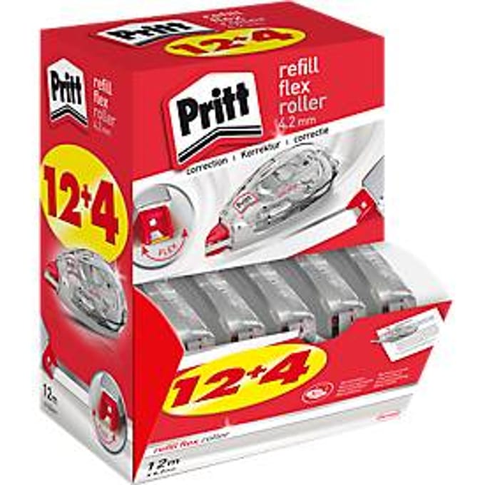 Correctierollers Pritt Refill Flex, met navuller, L 12 m x B 4,2 mm, multipack van 16