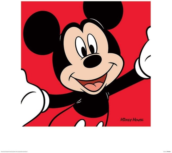 Kunstdruk Mickey Mouse - Red 40x40cm