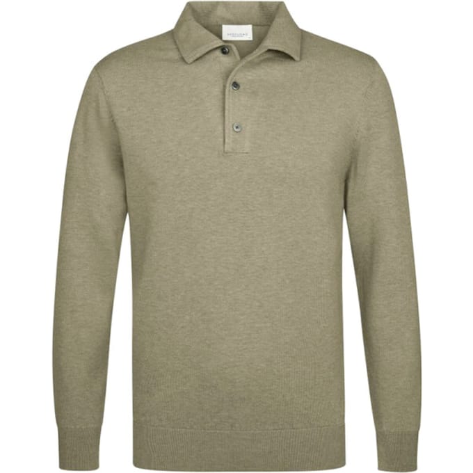 Profuomo Longsleeve Poloshirt Luxury Basic Groen - Maat XXL - Heren - Pullover