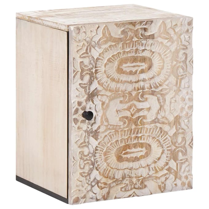 vidaXL - Hangende - Badkamerkast - Wit - 38 - x - 33,5 - x - 48 - cm - Massief - Mango - Hout