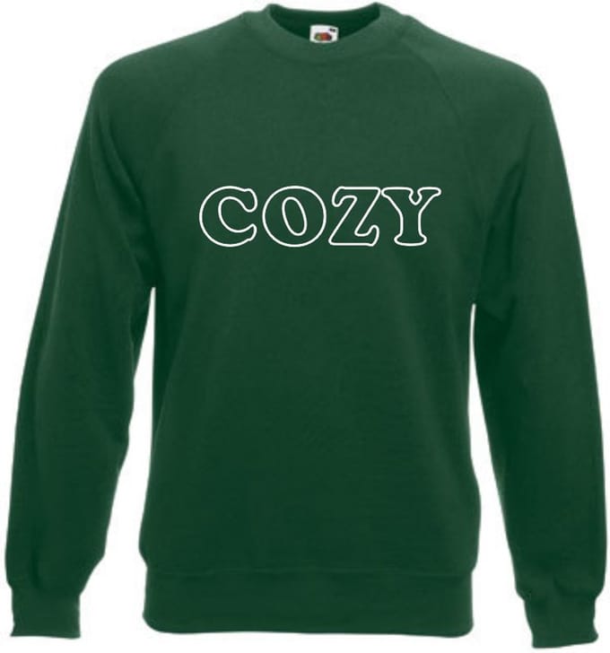 Huissweater - Huistrui - Sweater - Groen - WITTE tekst COZY - ruimzittend - LARGE Design by Eizook