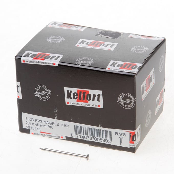 Kelfort draadnagel bombe kop RVS 2.4 x 45mm 1kg