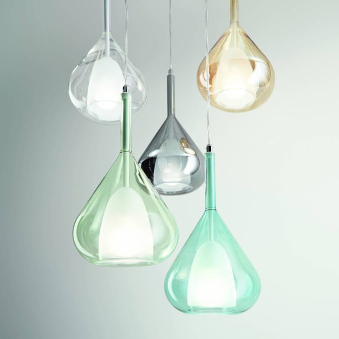 Fabas Luce Hanglamp paars, groen, 1-lamp, glas
