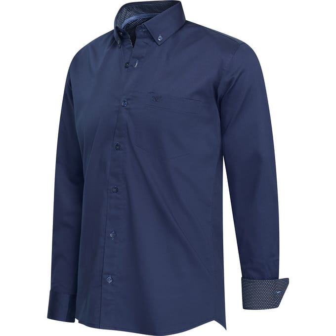 Cappuccino Italia - Heren Overhemden Ancona Stretch - Blauw - Maat S