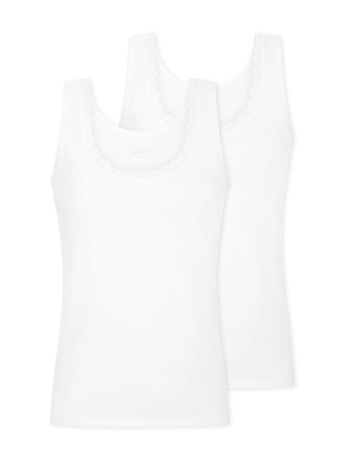 Uncover by Schiesser - 2PACK Top Cotton Lace - Onderhemd Dames - wit