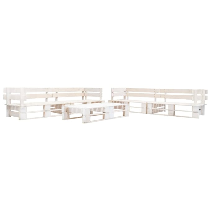 vidaXL - 6-delige - Loungeset - pallet - hout - wit