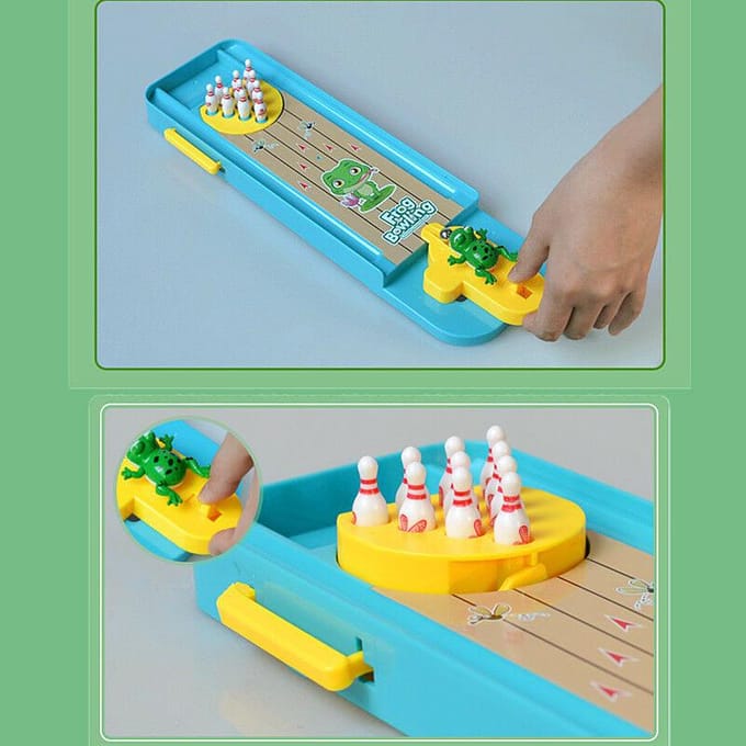 Mini enfants grenouille Bowling bureau jeux interactifs jouets éducatifs rampe de lancement beige