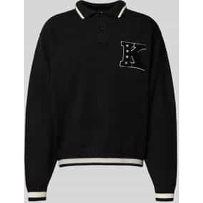 Gebreide pullover met polokraag en stitching