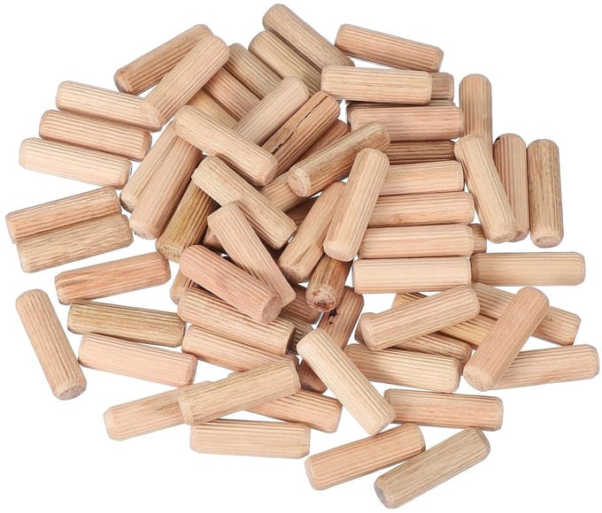 Houten Deuvelpennen - Rechte Staven - Houtbewerking Meubels - Gecanneleerde Constructie - 12x40 mm - Houtkleur