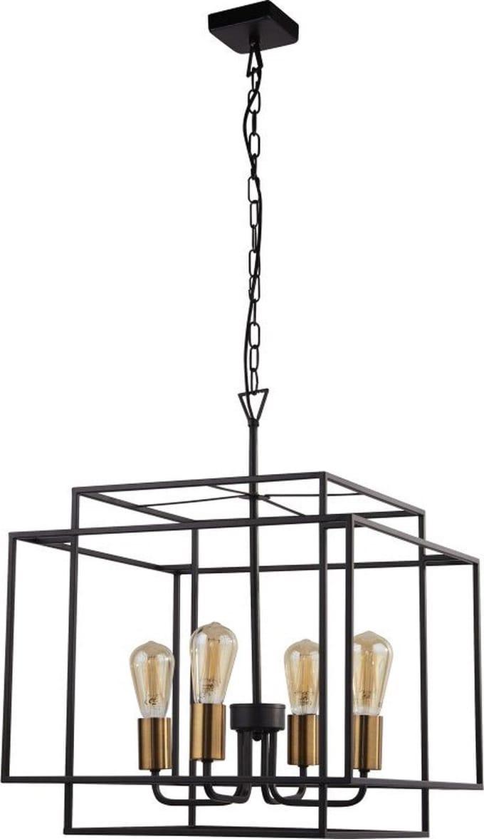 Searchlight CRATE Hanglamp 4 Lichts Zwart Brons