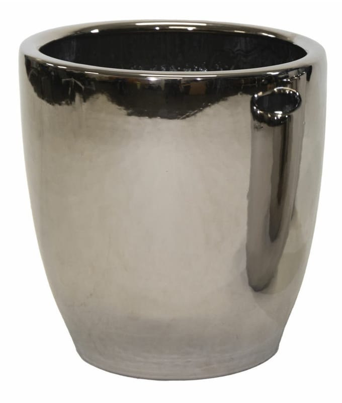 Mega Collections Bloempot Emperor High - rond - zilver - D39 x H42 cm - glans