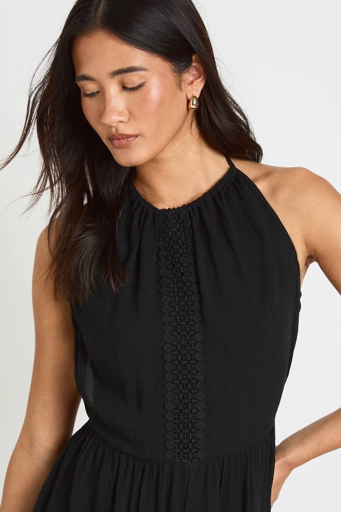 boohoo Dames Playsuit Met Gestructureerde Afwerkingsdetails | Zwart | Maat: 42