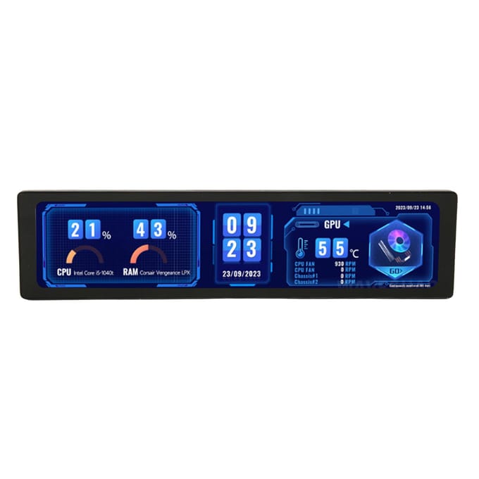 11.9 Inch IPS-scherm 320x1480 HD Multimedia Interface Zinklegering Behuizing Zijmonitor met Luidspreker