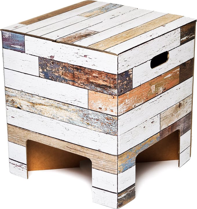 Dutch Design Brand kartonnen krukje - Sloophout - Beachwood