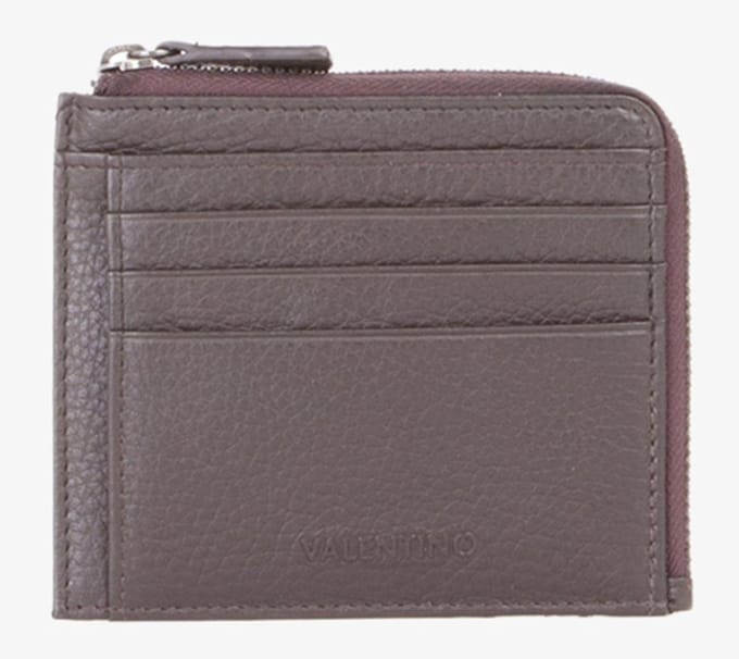 VALENTINO Leren Kaarthoes Sodaro Card Case Moro Donkerbruin