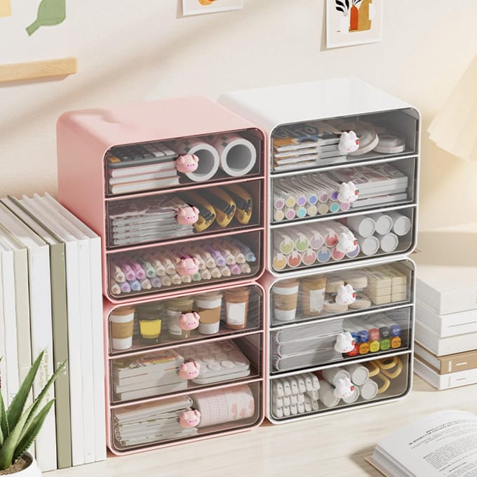 Cosmetic opbergdoos lade type make-up opbergdoos desktop plank mand voor studentenslaapzaal gray