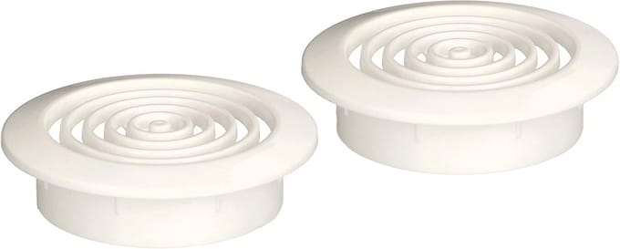 Set van 2 ventilatieroosters met insectenhor - Rond 45 mm - Wit