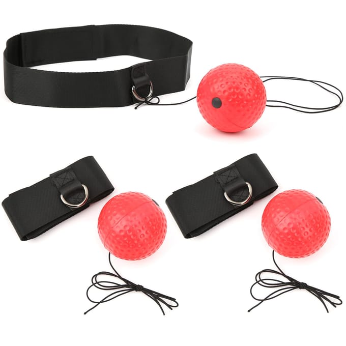 3 Stuks Hoofdband Boksen Bal Vechttraining Bounce Reactie Bal Accessoires red