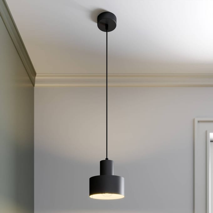 SIGMA Hanglamp Rif van metaal, zwart, Ø 15 cm