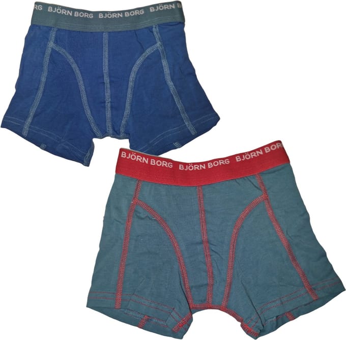 Björn Borg - Jongens - Boxershort Basic 2-Pack - Blauw/Rood - Maat 122-128