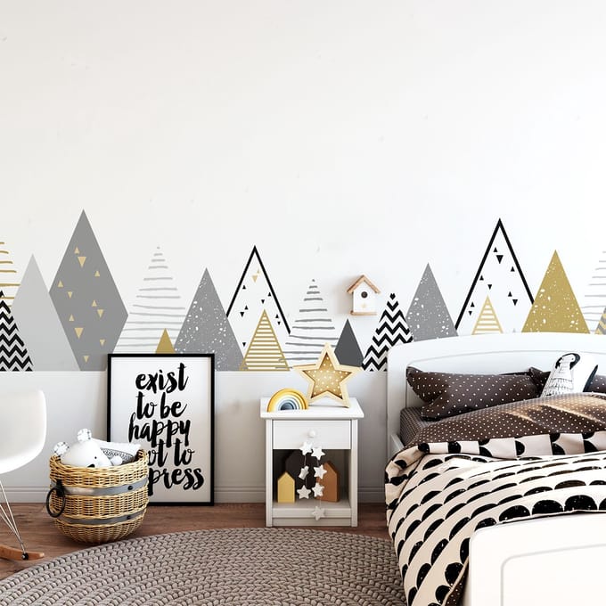 Kinderstickers met Scandinavische bergen van Gevika, 90 x 155 cm
