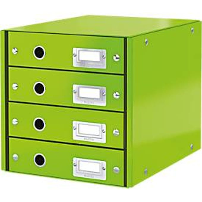 Leitz Wow Click & Store Ladekast Met 4 Laden - 81% Gerecycled Karton - Voor A4 Formaten - Ruimtebesparende Opberger - Groen