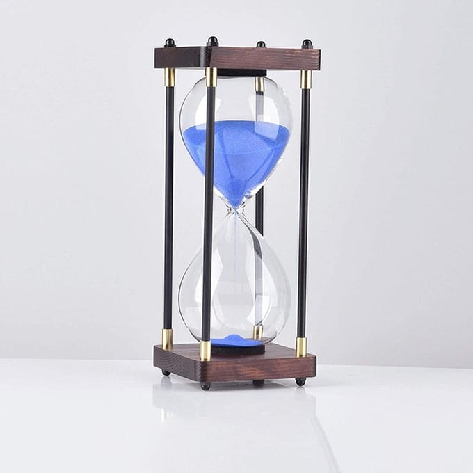 Zandloper Klok - Tijd teller - Studie Hulp - Handgemaakt Glas - 60 Minuten - Transparant