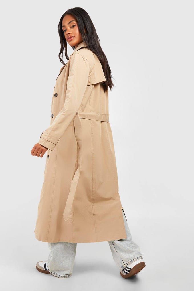 boohoo Dames Gordelde Trenchcoat | Stone | Maat: 14