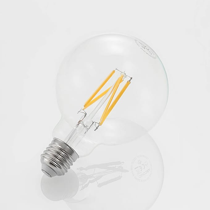 Arcchio LED lamp G95 E27, 8 W, 2.700 K, LED filament lamp, helder, dimbaar