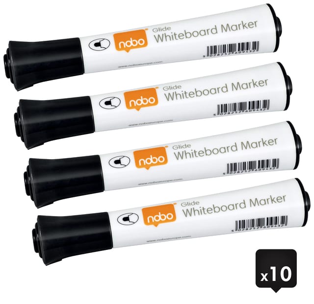 Whiteboardmarker Nobo Glide rond zwart 2mm