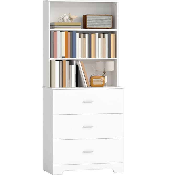 Homcom Bookcase-Spaanplaat-79L x 39,5B x 180H cm-Wit