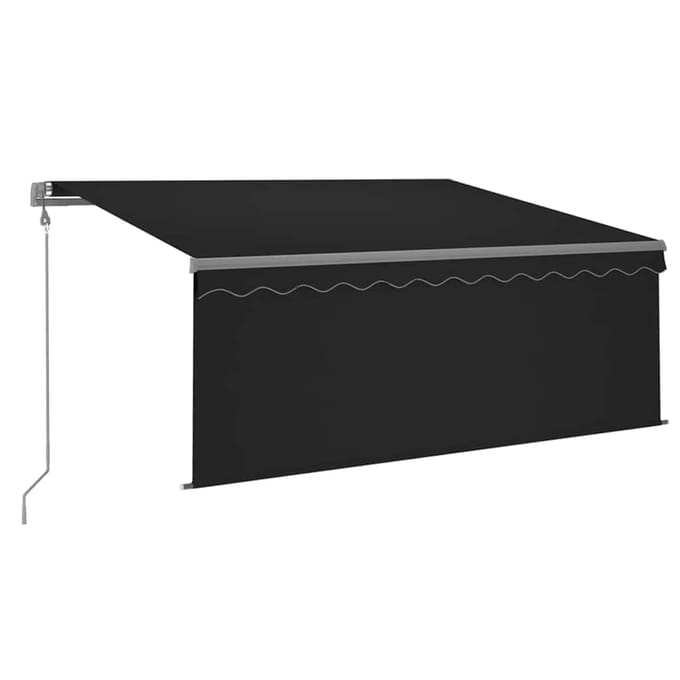 vidaXL - Luifel - met - rolgordijn, - LED - en - windsensor - 3,5x2,5 - m - antraciet