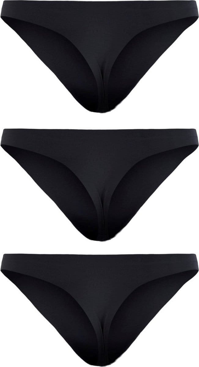 Pieces dames string - 3-pack - Naadloos- Seamless - Zwart en Beige - M