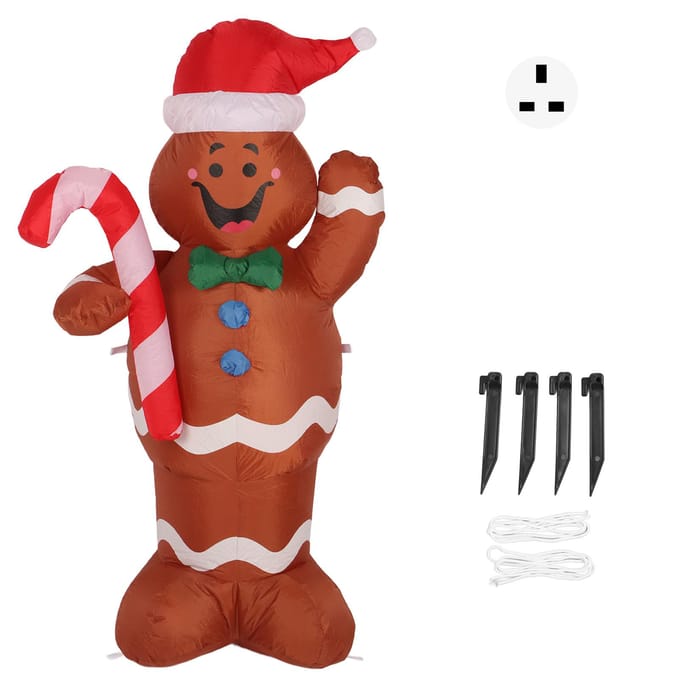 4.92ft Kerst Opblaasbare Peperkoekman Schattig Snelle Inflatie Opblaasbare Peperkoekman voor Tuin brown