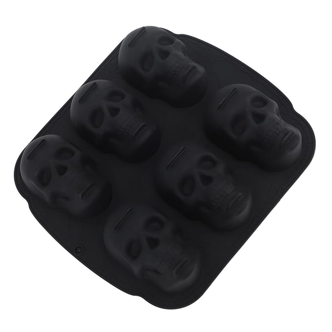 Doodshoofd Bakvorm Zachte Siliconen Halloween Skelet Hoofd Taartvorm voor Taart Koekje Chocolade L black