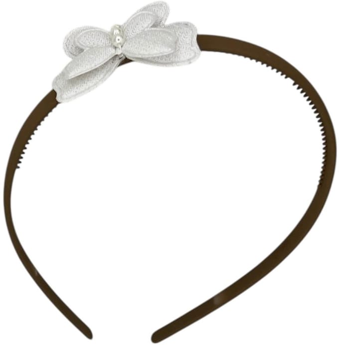 Diadeem met vlinder - khaki diadeem - velvet - wit