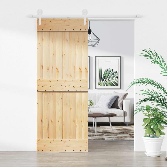 vidaXL - Schuifdeur - 80 - x - 210 - cm - Massief - Pine - Hout - (Onbehandeld)