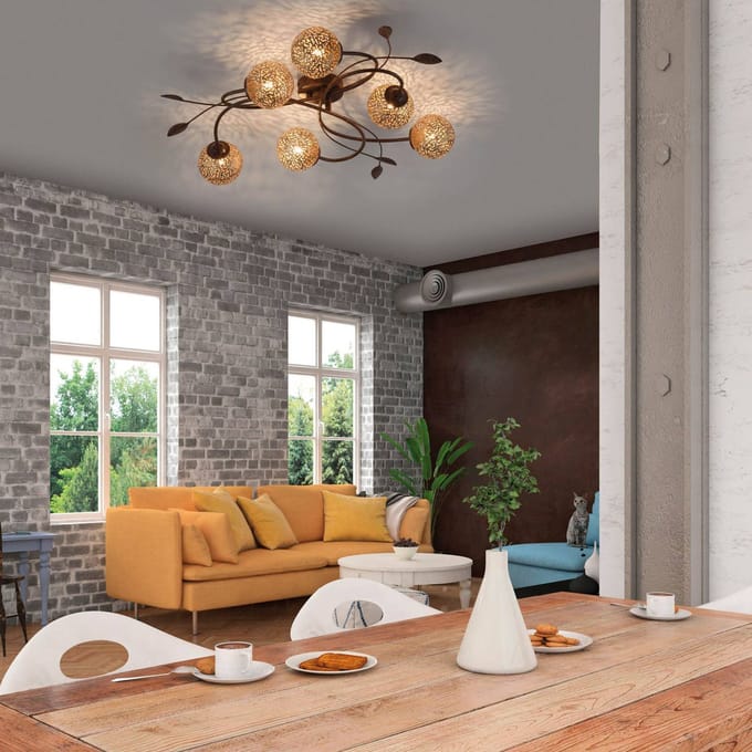 Paul Neuhaus Greta plafondlamp, 65 cm, 6-lamps, metaal, G9
