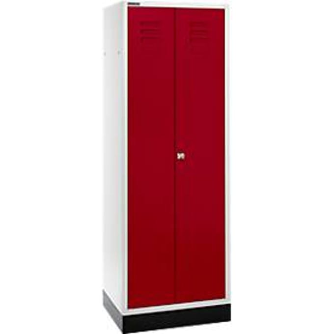 Schäfer Shop Select Kledinglocker, 2 deuren, met cilinderslot lichtgrijs/robijnrood