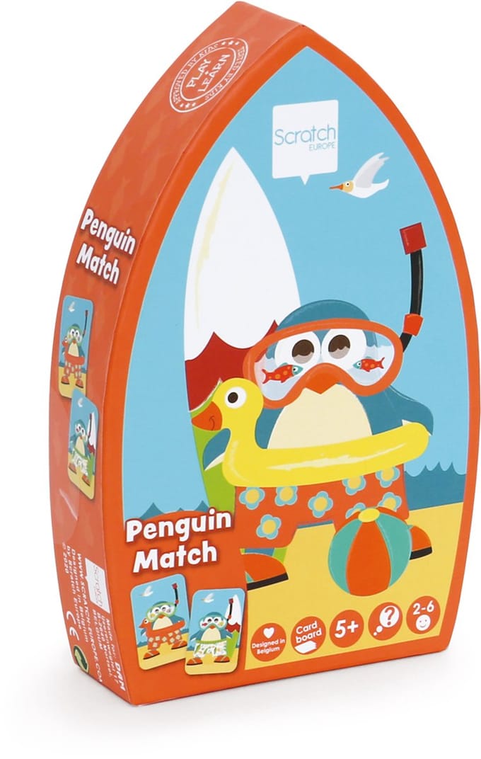 SCRATCH Gezelschapsspel - Penguin Match - In Vormendoos - 5 Jaar