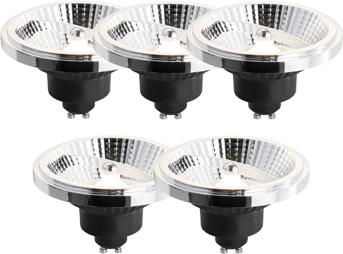 LUEDD Set van 5 GU10 3-staps dimbaar LED lamp 111mm 10,5W 770 lm 3000K