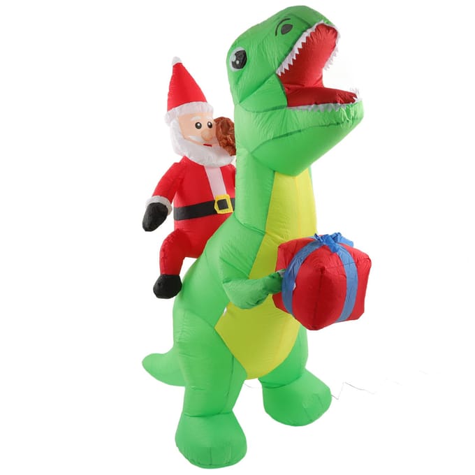 Kerst Dinosaurus Opblaasbare Decoratie Schattig Grappig Ingebouwde LED-verlichting Opblazen Kerst Tuin US Plug red
