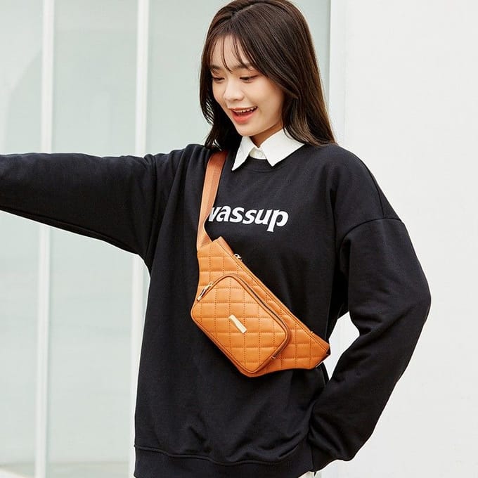 Cameratas, Modieuze Crossbody Telefoon Heuptas met Dubbele Rits, Dames Tas, Modieuze Borsttas black