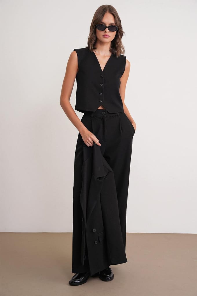 V-hals Geknoopte Vest
